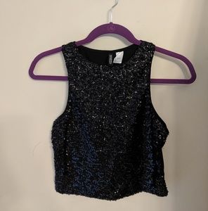 Black sequin crop top